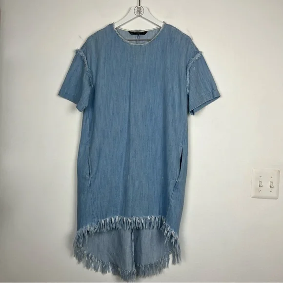 zara denim dress short Women's Denim Mini Dress